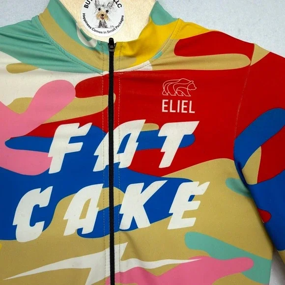 Eliel Fat Cake Men's S Long Sleeve Cycling Jersey Full Zip Graphic‎ Race Fit